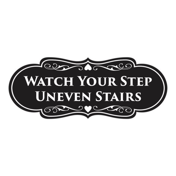Signs ByLITA Designer Watch Your Step Uneven Stairs (Designer Sign)(Black) - Medium