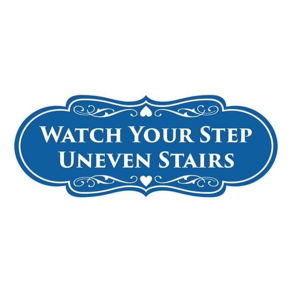 Signs ByLITA Designer Watch Your Step Uneven Stairs (Designer Sign)(Blue) - Medium