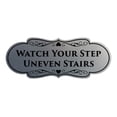 thumbnail image 1 of Signs ByLITA Designer Watch Your Step Uneven Stairs (Designer Sign)(Brushed Silver) - Large, 1 of 5