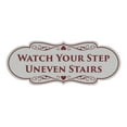 thumbnail image 1 of Signs ByLITA Designer Watch Your Step Uneven Stairs (Designer Sign)(Light Grey / Burgundy) - Medium, 1 of 5