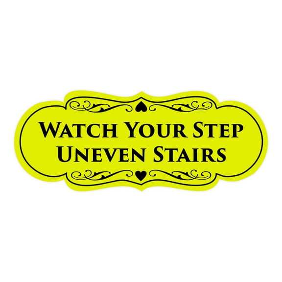 Signs ByLITA Designer Watch Your Step Uneven Stairs (Designer Sign)(Yellow / Black) - Medium