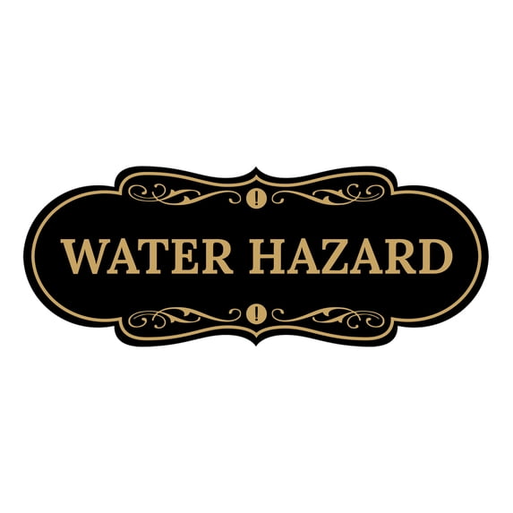 Signs ByLITA Designer Water Hazard Sign (Black /Gold) - Small