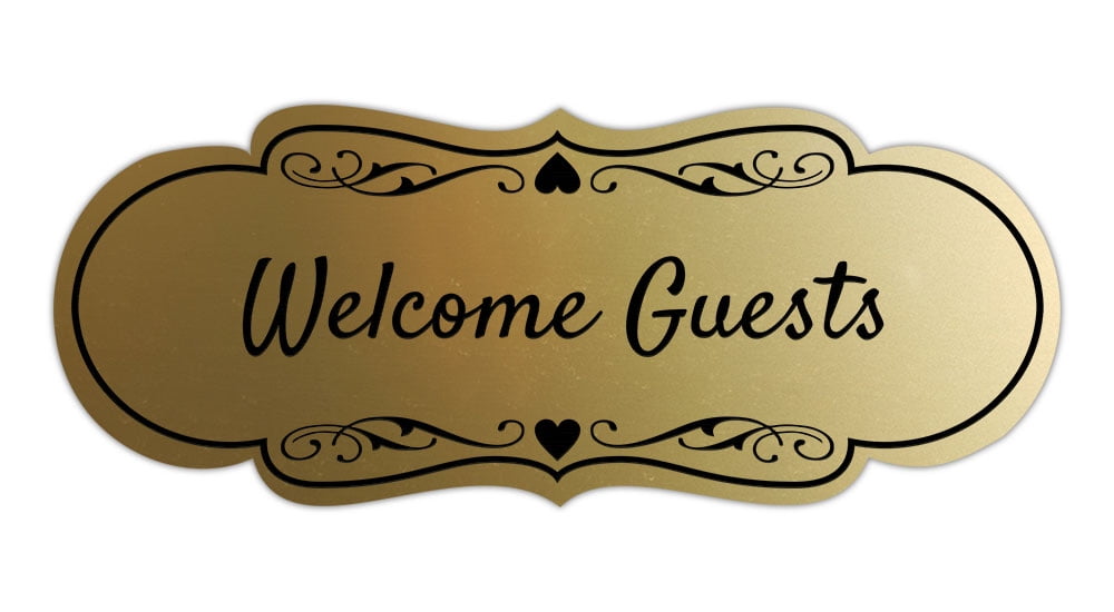 Signs ByLITA Designer Welcome Guests (Cursive Text) Sign (Brushed Gold ...