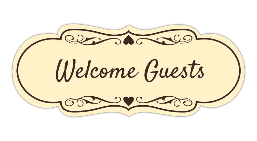 Signs ByLITA Designer Welcome Guests (Cursive Text) Sign (Ivory/Dark ...