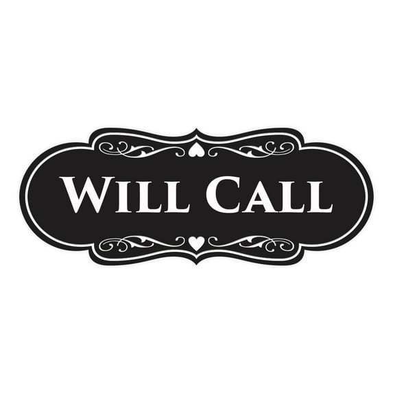 Signs ByLITA Designer Will Call Sign (Black) - Large