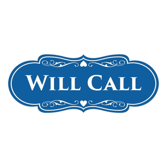 Signs ByLITA Designer Will Call Sign (Blue) - Large