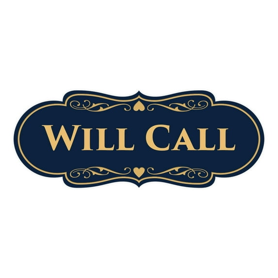 Signs ByLITA Designer Will Call Sign (Navy Blue/Gold) - Large