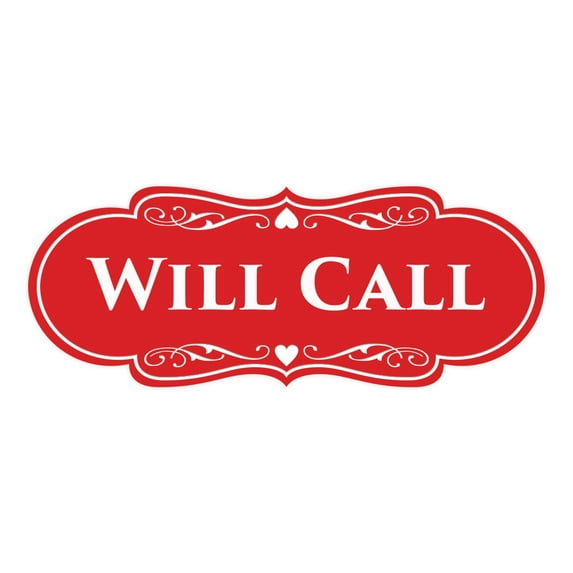 Signs ByLITA Designer Will Call Sign (Red) - Medium