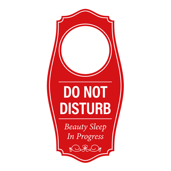 Signs ByLITA Do Not Disturb. Beauty Sleep In Progress Door Hanger - Red, 4" x 8"