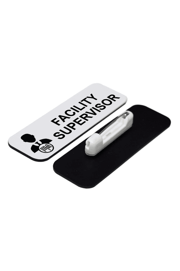 Facility Supervisor 1 x 3" Name Tag/Badge, White, (3 Pack)