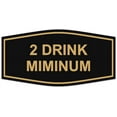 thumbnail image 1 of Signs ByLITA Fancy 2 Drink Minimum Sign - Laser-Engraved Lettering | Durable ABS Plastic | Vibrant Colors | Powerful Foam Tape (Black /Gold) - Small, 1 of 3