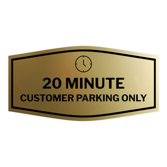 Signs ByLITA Fancy 20 minute Customer Parking Only Sign (Brushed Gold) - Medium