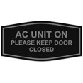 thumbnail image 1 of Signs ByLITA Fancy AC Unit On Please Keep Door Closed Sign - Laser-Engraved Lettering | Durable ABS Plastic | Vibrant Colors | Powerful Foam Tape (Black / Silver) - Small, 1 of 3