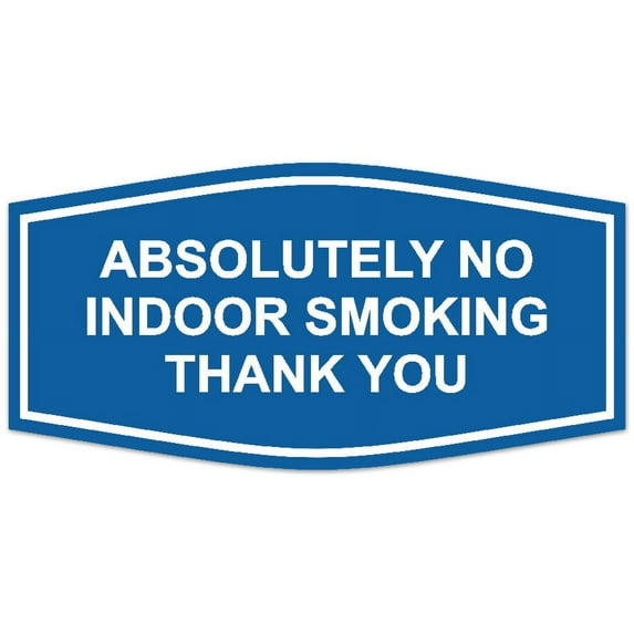 Signs ByLITA Fancy Absolutely No Indoor Smoking Thank you Sign - Laser-Engraved Lettering | Durable ABS Plastic | Vibrant Colors | Powerful Foam Tape (Blue) - Medium