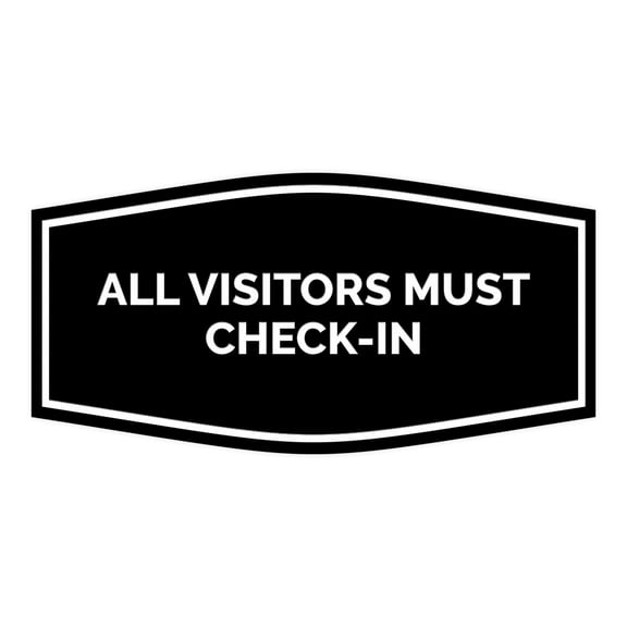 Signs ByLITA Fancy All Visitors Must Check-in Sign (Black) - Large