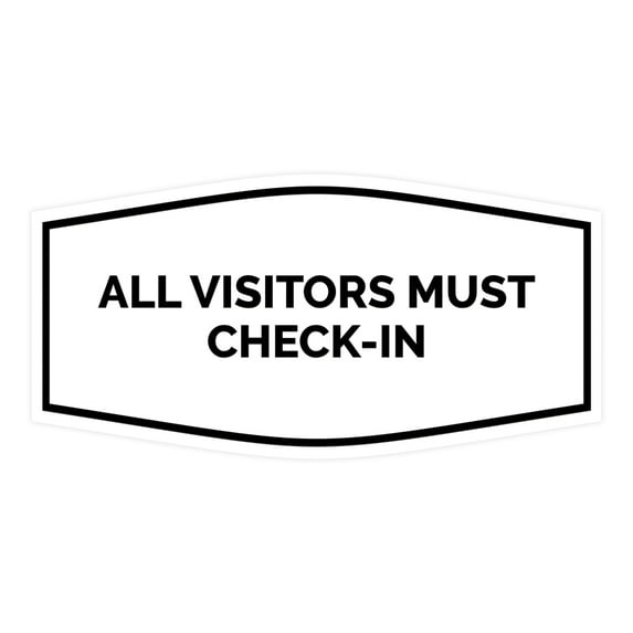 Signs ByLITA Fancy All Visitors Must Check-in Sign (White) - Medium