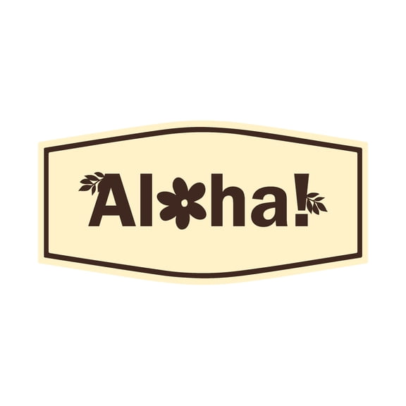 Signs ByLITA Fancy Aloha! Hawaiian Welcome Sign (Ivory/Dark Brown) - Medium