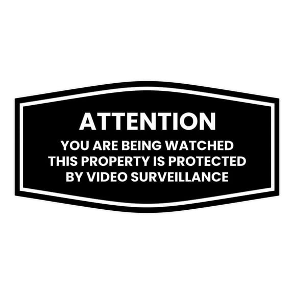 Signs ByLITA Fancy Attention You Are Being Watched This Property is Protected by Video Surveillance Sign - Security Signs | Durable Material | Easy Installation Sign (Black) - Small