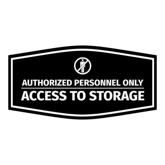 Signs ByLITA Fancy Authorized Personnel Only: Access to Storage Durable ABS Plastic Laser Engraved Easy Installation Elegant Design Sign (Black) - Small