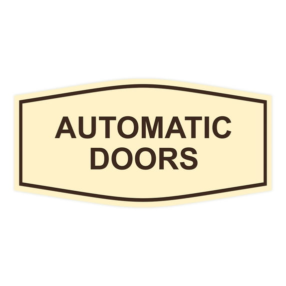 Signs ByLITA Fancy Automatic Doors Sign (Ivory/Dark Brown) - Small