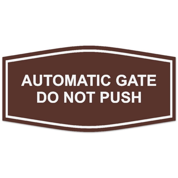 Signs ByLITA Fancy Automatic Gate Do Not Push Sign - Laser-Engraved Lettering | Durable ABS Plastic | Vibrant Colors | Powerful Foam Tape (Dark Brown) - Large