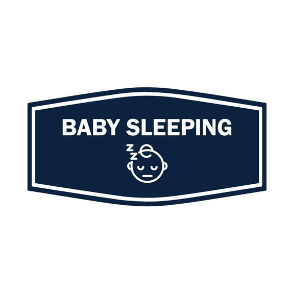 Signs ByLITA Fancy Baby Sleeping Graphic Room Decoration Sign (Navy Blue / White) - Large