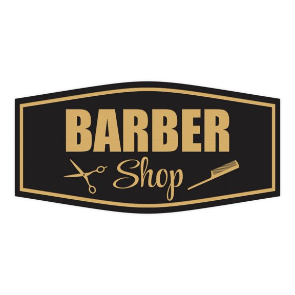 Signs ByLITA Fancy Barber Shop Easy Installation | Durable Construction | Barbers | Grooming and Styling | Hair Sign (Black /Gold) - Small