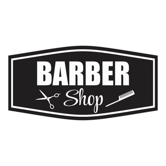 Signs ByLITA Fancy Barber Shop Easy Installation | Durable Construction | Barbers | Grooming and Styling | Hair Sign (Black) - Small