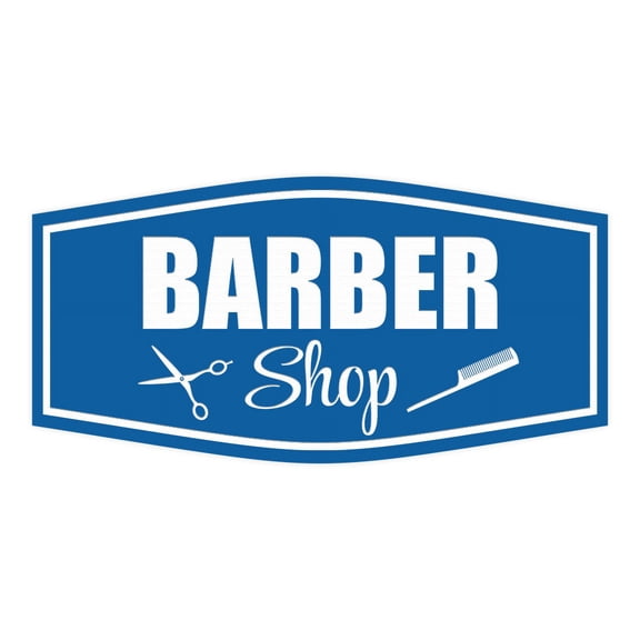 Signs ByLITA Fancy Barber Shop Easy Installation | Durable Construction | Barbers | Grooming and Styling | Hair Sign (Blue) - Small
