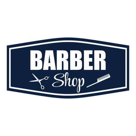 Signs ByLITA Fancy Barber Shop Easy Installation | Durable Construction | Barbers | Grooming and Styling | Hair Sign (Navy Blue / White) - Small