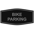 thumbnail image 1 of Signs ByLITA Fancy Bike Parking Sign - Laser-Engraved Lettering | Durable ABS Plastic | Vibrant Colors | Powerful Foam Tape (Black / Silver) - Large, 1 of 3