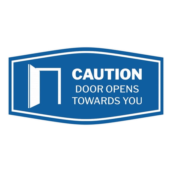 Signs ByLITA Fancy Caution Door Opens Towards You Sign (Blue) - Large
