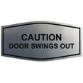 thumbnail image 1 of Signs ByLITA Fancy Caution Door Swings Out Sign - Laser-Engraved Lettering | Durable ABS Plastic | Vibrant Colors | Powerful Foam Tape (Brushed Silver) - Small, 1 of 3