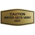 thumbnail image 1 of Signs ByLITA Fancy Caution Water Gets Very Hot Sign - Laser-Engraved Lettering | Durable ABS Plastic | Vibrant Colors | Powerful Foam Tape (Brushed Gold) - Large, 1 of 2