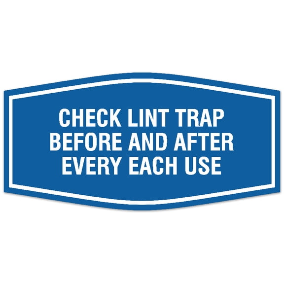 Signs ByLITA Fancy Check lint trap Sign - Laser-Engraved Lettering | Durable ABS Plastic | Vibrant Colors | Powerful Foam Tape Sign (Blue) - Small