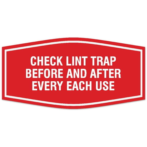 Signs ByLITA Fancy Check lint trap Sign - Laser-Engraved Lettering | Durable ABS Plastic | Vibrant Colors | Powerful Foam Tape Sign (Red) - Large