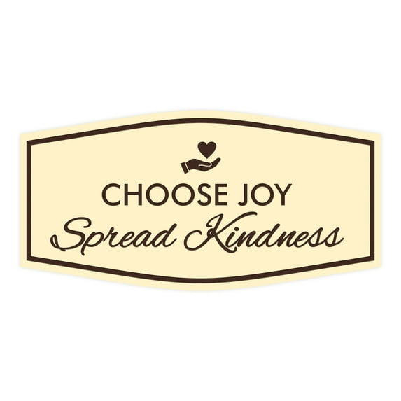 Signs ByLITA Fancy Choose Joy, Spread Kindness Durable ABS Plastic | Laser Engraved | Easy Installation | Elegant Design Sign (Ivory/Dark Brown) - Large