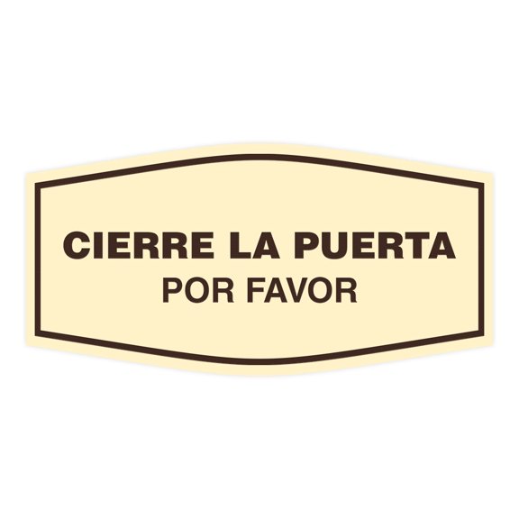 Signs ByLITA Fancy Cierre la Puerta Por favor Sign (Ivory/Dark Brown) - Small