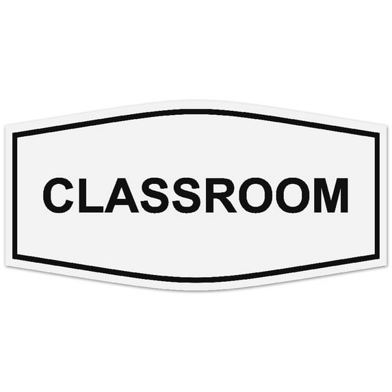 Signs ByLITA Fancy Classroom Sign - Laser-Engraved Lettering | Durable ABS Plastic | Vibrant Colors | Powerful Foam Tape (White) - Large