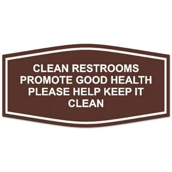 Signs ByLITA Fancy Clean Restrooms Promote Good Health Please Help Keep It Clean Sign - Laser-Engraved Lettering | Durable ABS Plastic | Vibrant Colors | Powerful Foam Tape (Dark Brown) - Large