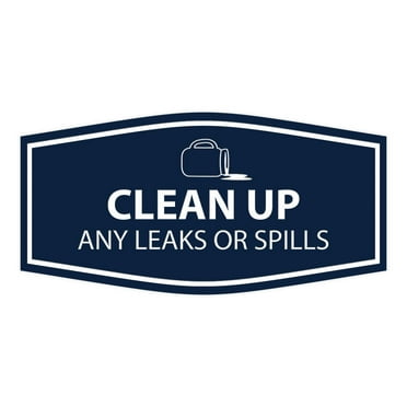 Signs ByLITA Fancy Clean Up Any Leaks or Spills Sign (Navy Blue / White) - Large