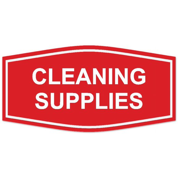 Signs ByLITA Fancy Cleaning Supplies Sign - Laser-Engraved Lettering | Durable ABS Plastic | Vibrant Colors | Powerful Foam Tape (Red) - Small