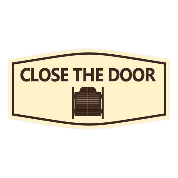 Signs ByLITA Fancy Close the Door, Horses Plastic Sign (Ivory/Dark Brown) - Medium