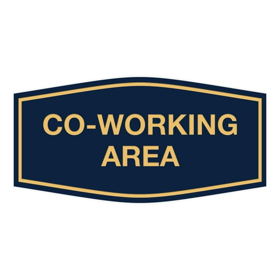 Signs ByLITA Fancy Co-Working Area Sign (Navy Blue/Gold) - Small