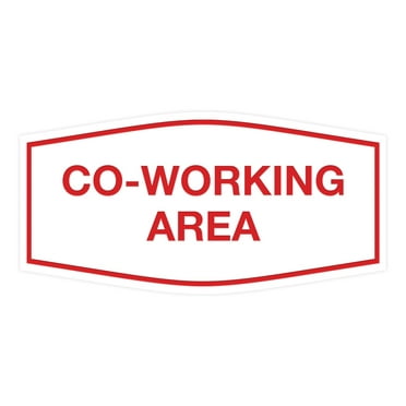 Signs ByLITA Fancy Co-Working Area Sign (White/Red) - Large