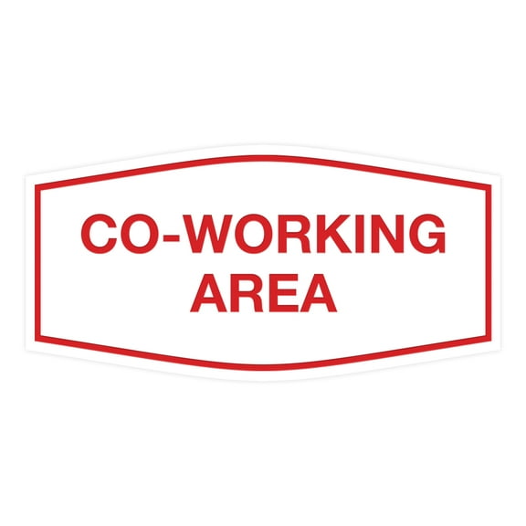 Signs ByLITA Fancy Co-Working Area Sign (White/Red) - Large