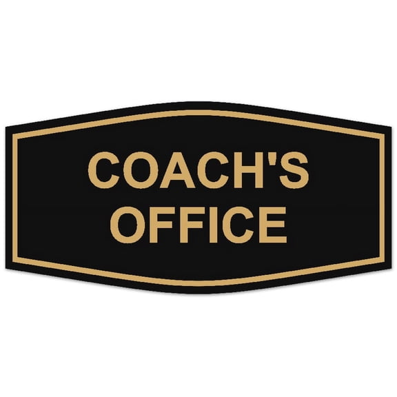 Signs ByLITA Fancy Coach's Office Sign - Laser-Engraved Lettering | Durable ABS Plastic | Vibrant Colors | Powerful Foam Tape (Black /Gold) - Large