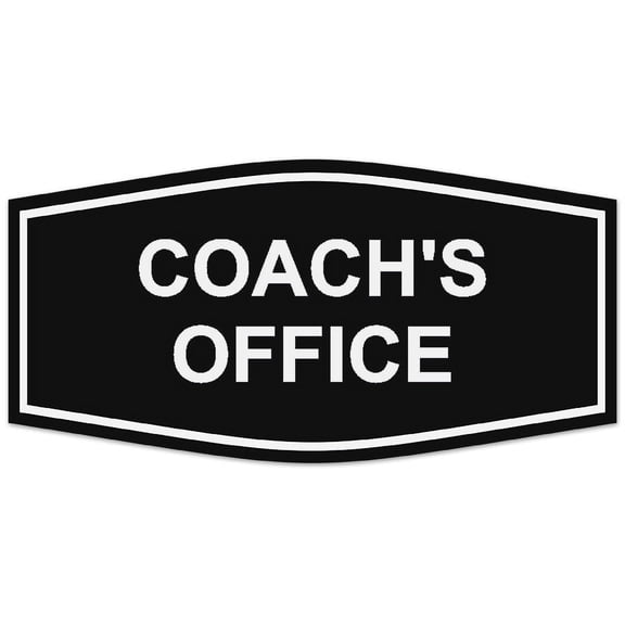 Signs ByLITA Fancy Coach's Office Sign - Laser-Engraved Lettering | Durable ABS Plastic | Vibrant Colors | Powerful Foam Tape (Black) - Medium