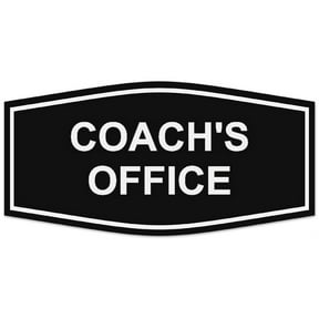 Signs ByLITA Fancy Coach's Office Sign - Laser-Engraved Lettering | Durable ABS Plastic | Vibrant Colors | Powerful Foam Tape (Black) - Small
