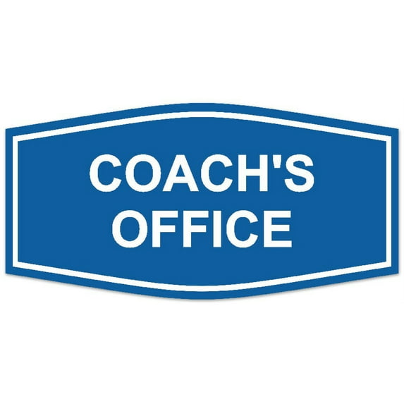 Signs ByLITA Fancy Coach's Office Sign - Laser-Engraved Lettering | Durable ABS Plastic | Vibrant Colors | Powerful Foam Tape (Blue) - Small